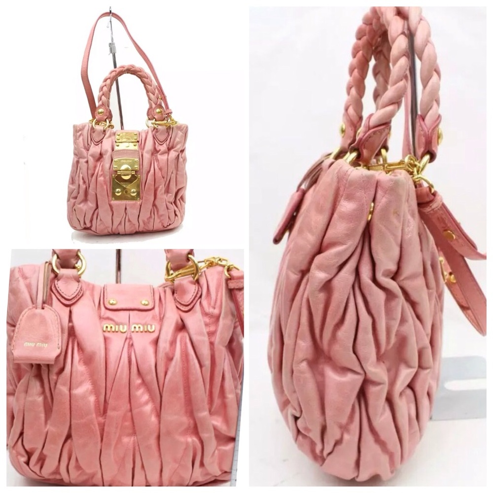 Auth Miu Miu Matelasse 2-Way Handbag Shoulder Bag - image 1